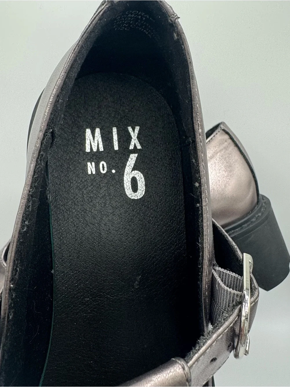 Mix No 6 Corah Platform Mary Janes Womens Sz 9.5 Gunmetal Metallic Lug Sole shoe